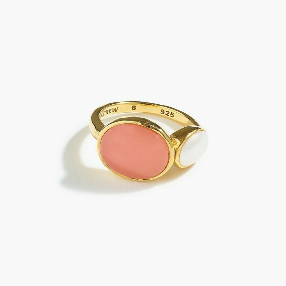 J.Crew Demi-Fine 14k Gold Plated Stone Ring Sz 6